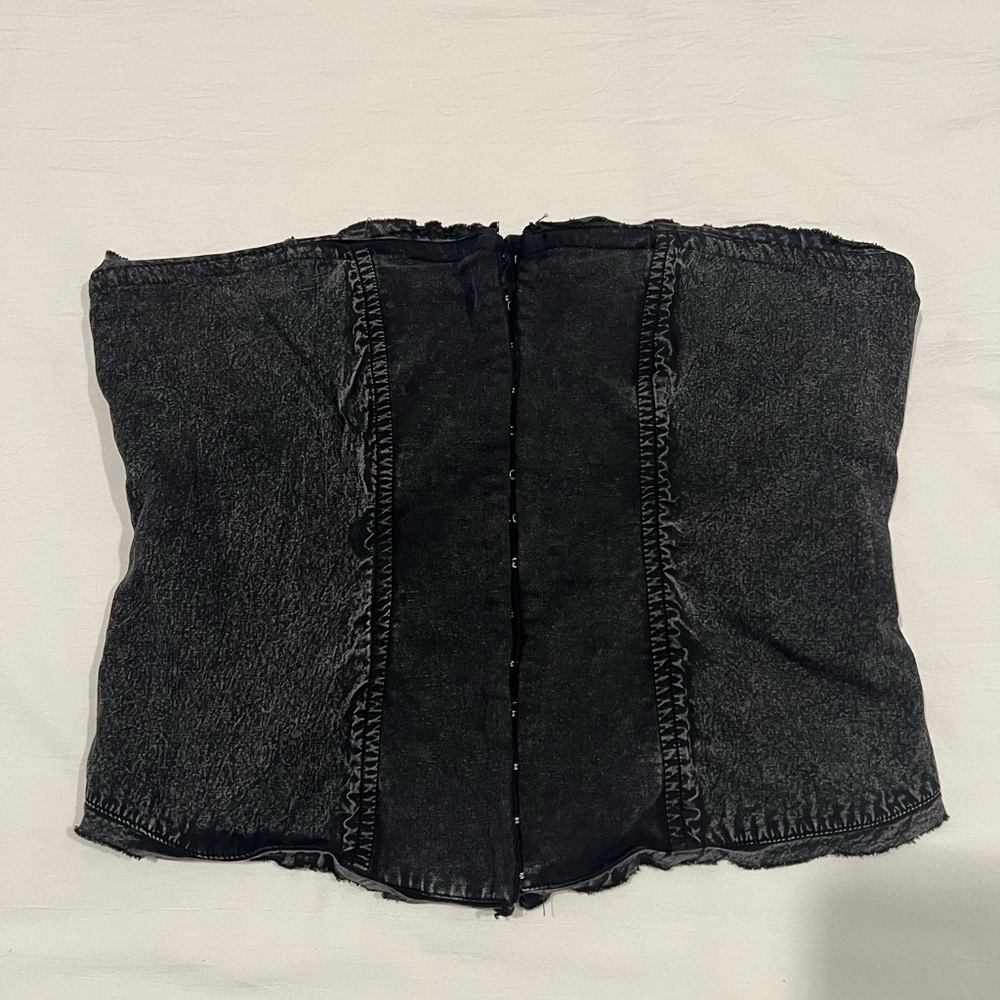 Free People Black Denim Corset Top
